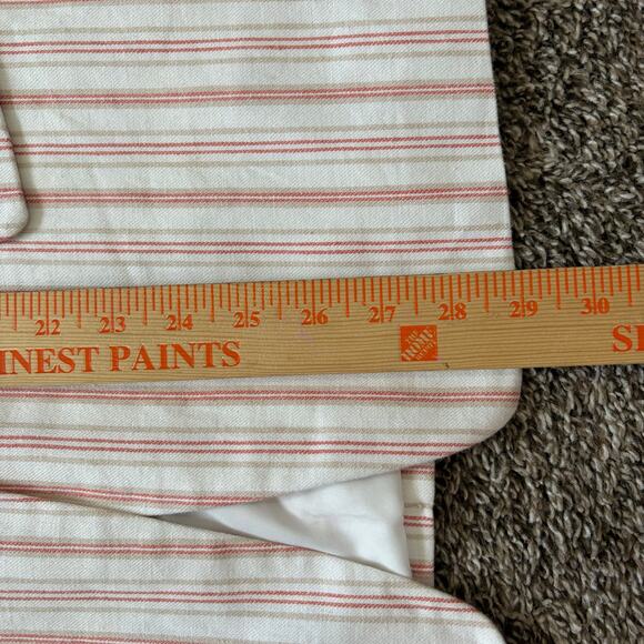 Loft Womens Blazer 14 White Pink Railroad Stripes Linen Blend Preppy Plus Modern - Picture 9 of 12